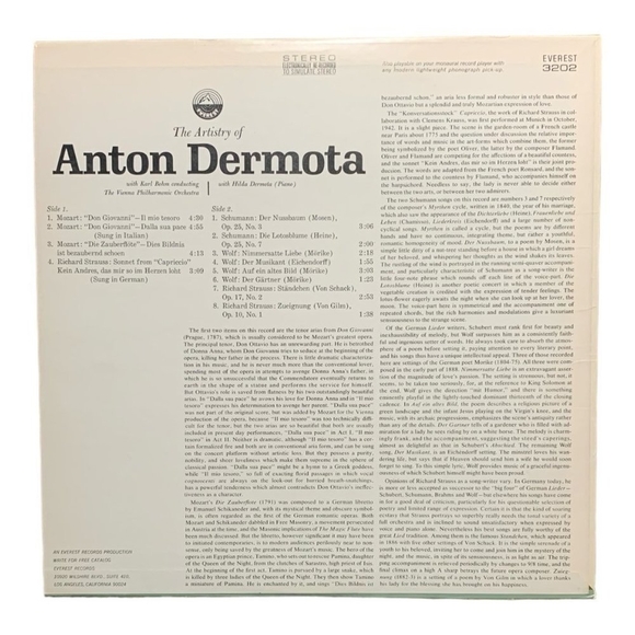 LP Anton Dermota - The Artistry Of Anton Dermota Vinyl Record - Picture 2 of 2